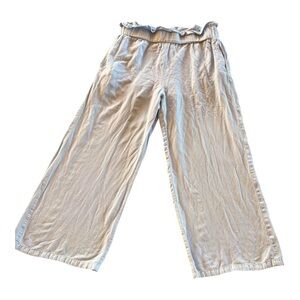 Elodie Boutique Ruffle Light Blue Linen Wide Leg Pants Size M Cottagecore Spring